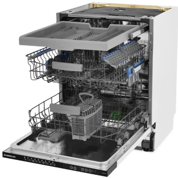 Встраиваемая посудомоечная машина Scandilux DWB 6524B3 полноразмерная, белый